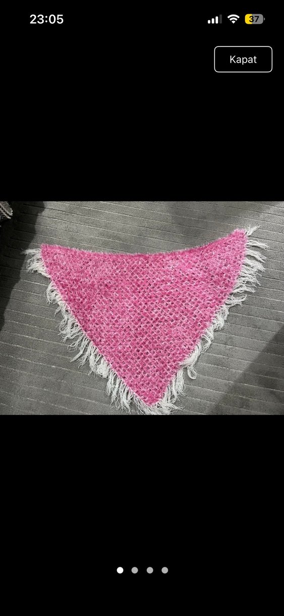 Pembe Örgü şal - Görsel 4