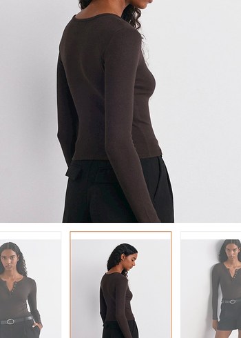 Dilvin Kahverengi Düğmeli Body - Görsel 2