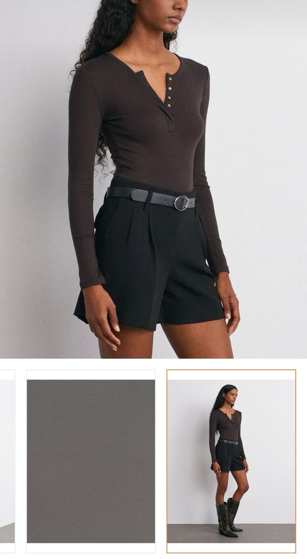 Dilvin Kahverengi Düğmeli Body - Görsel 3