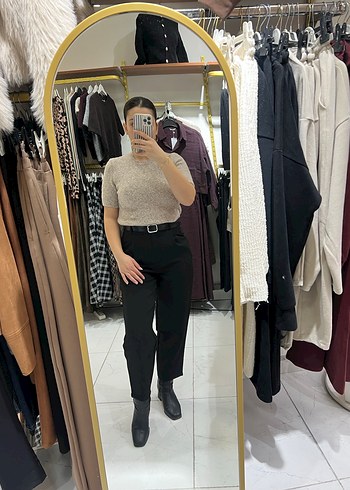 Kemerli Kadın Siyah Pantolon - Görsel 3