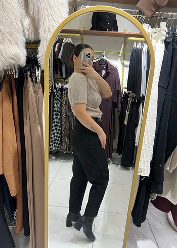 Kemerli Kadın Siyah Pantolon - Görsel 4