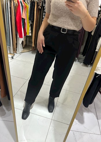 Kemerli Kadın Siyah Pantolon - Görsel 2