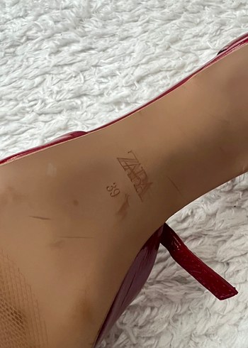 Zara Kırmızı Parlak Kadın Topuklu Ayakkabı - Görsel 2