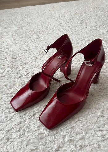 Zara Kırmızı Parlak Kadın Topuklu Ayakkabı - Görsel 4