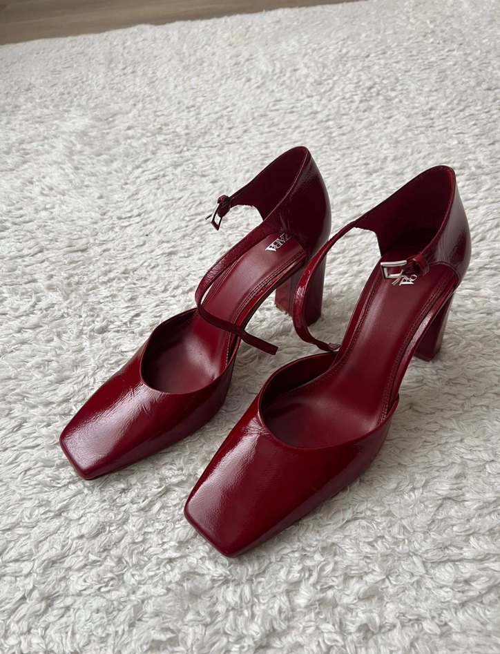 Zara Kırmızı Parlak Kadın Topuklu Ayakkabı - Görsel 4