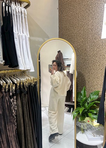 Beyaz Pamuklu  Kadın Eşofman Takımı - Görsel 3