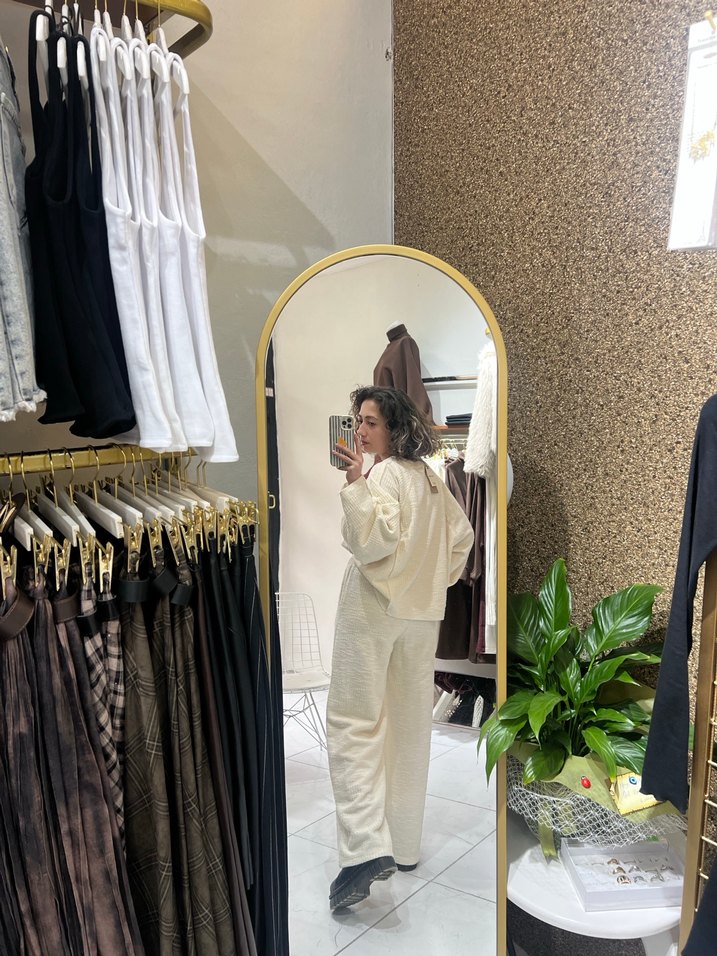 Beyaz Pamuklu  Kadın Eşofman Takımı - Görsel 3