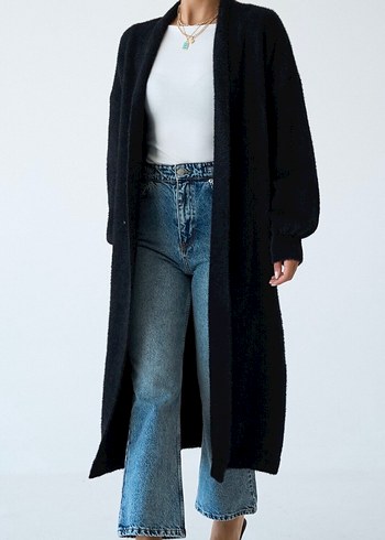 Uzun Kollu Beyaz Rahat Hırka - Görsel 8