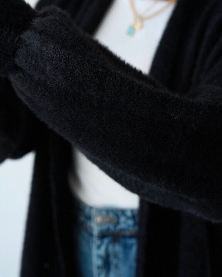 Uzun Kollu Beyaz Rahat Hırka - Görsel 5