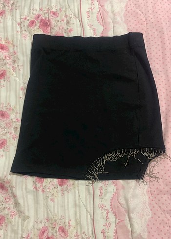 Siyah Drapeli Midi Mini Etek