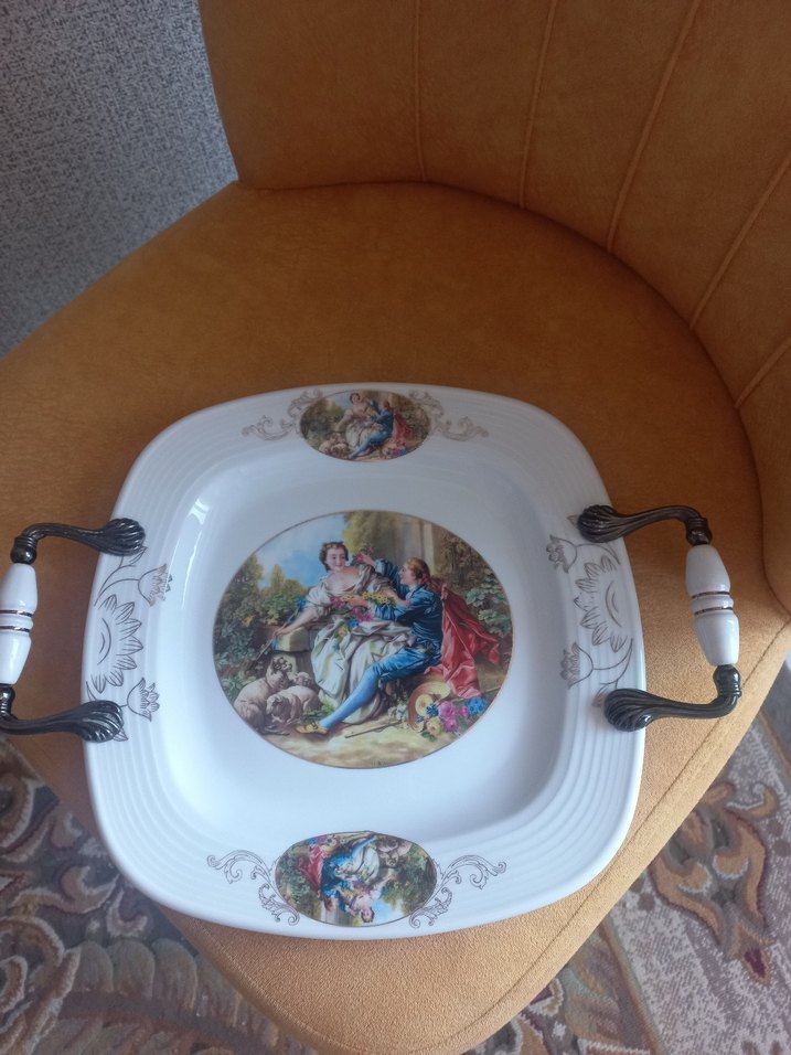 Baskılı Beyaz Dekoratif Servis Tepsisi - Görsel 2