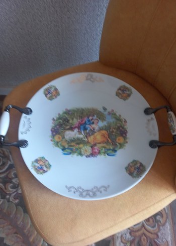 Beyaz Baskılı Dekoratif Servis Tabağı - Görsel 2