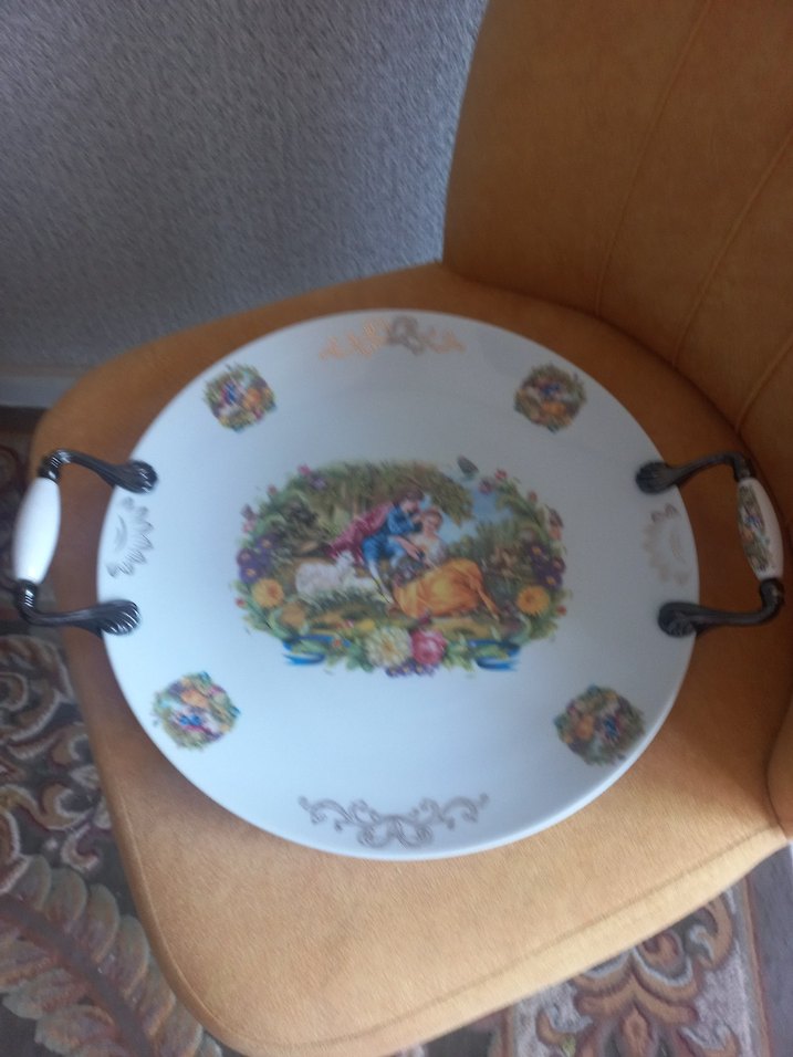 Beyaz Baskılı Dekoratif Servis Tabağı - Görsel 2