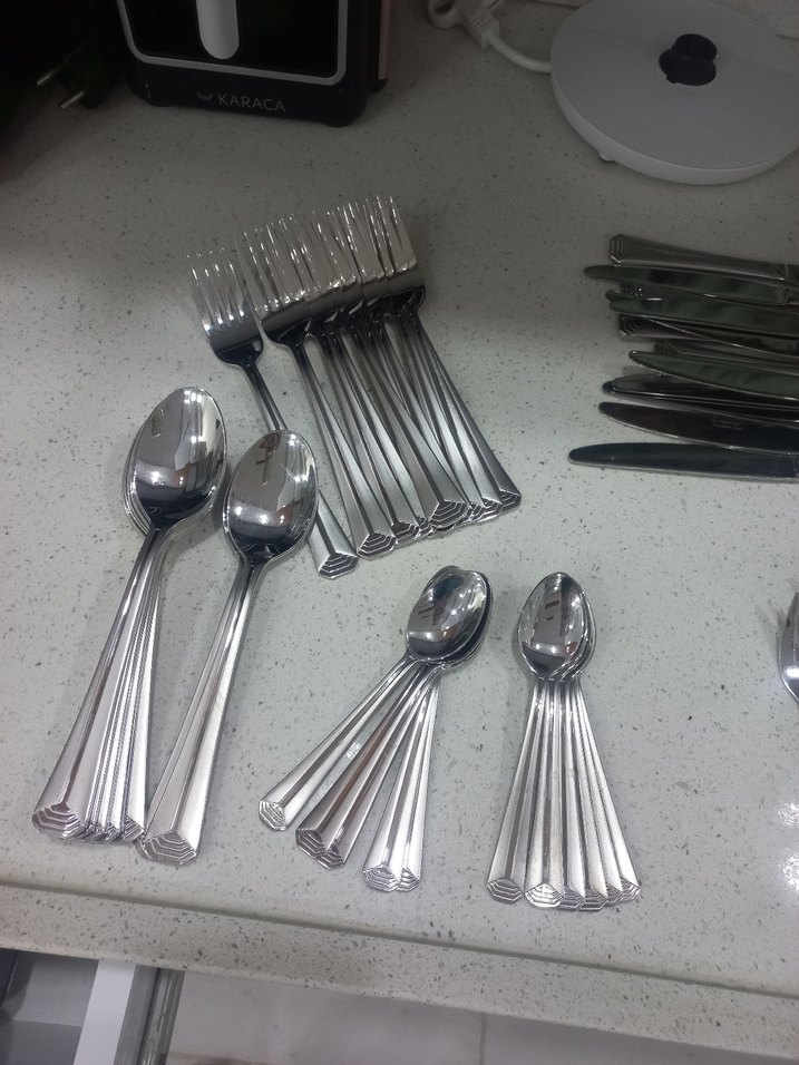 Gri Beyaz 48 Parça Çatal Kaşık Bıçak Seti - Görsel 2