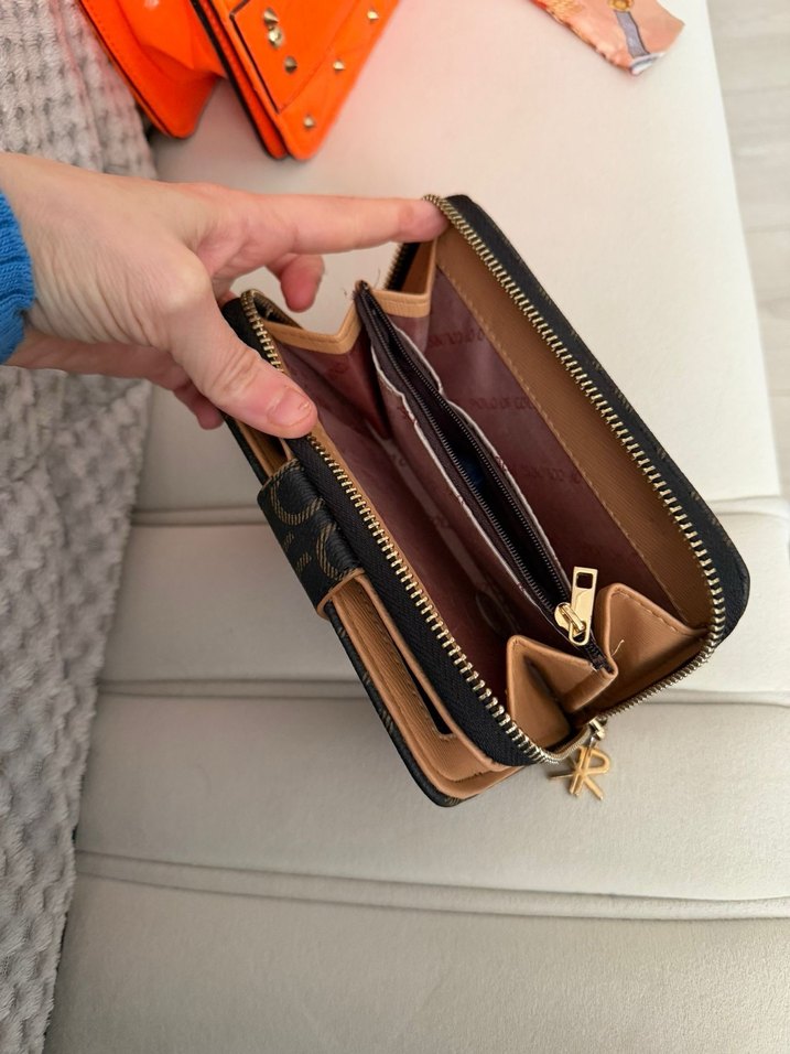 Kahverengi Deri Fermuarlı Kadın Cüzdanı - Görsel 2