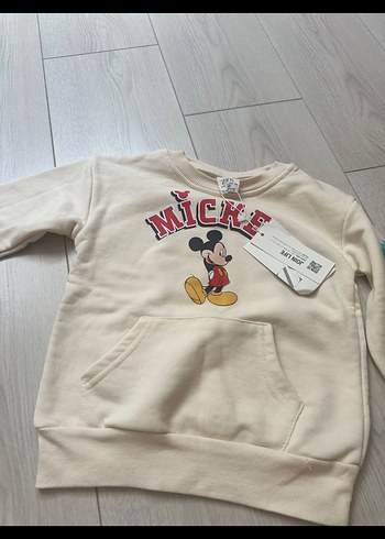 Kız / Erkek Çocuk Beyaz Mickey Baskılı Sweatshirt
