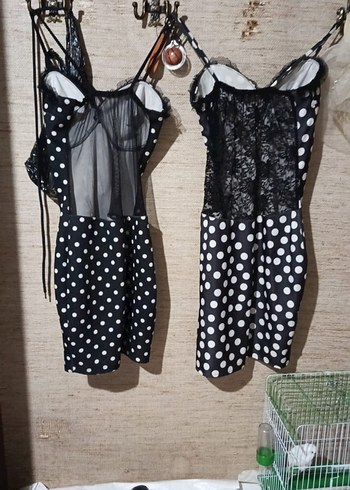 Siyah Puantiyeli Straplez Mini Elbise - Görsel 3