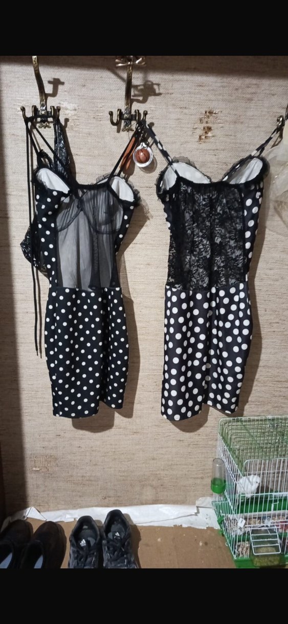 Siyah Puantiyeli Straplez Mini Elbise - Görsel 3