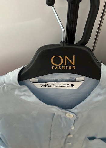 Düğmeli Mavi Saten İpek Gömlek - Görsel 4