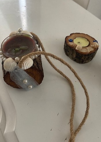 Renkli Doğal Ahşap Mumluk Seti - Görsel 3