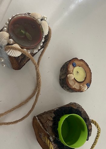 Renkli Doğal Ahşap Mumluk Seti - Görsel 5