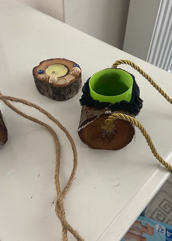 Renkli Doğal Ahşap Mumluk Seti - Görsel 4