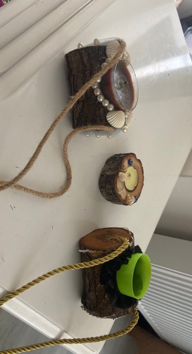 Renkli Doğal Ahşap Mumluk Seti - Görsel 2