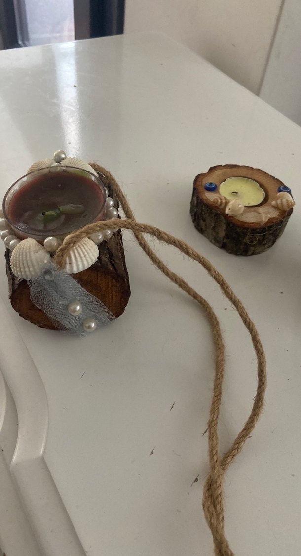 Renkli Doğal Ahşap Mumluk Seti - Görsel 3