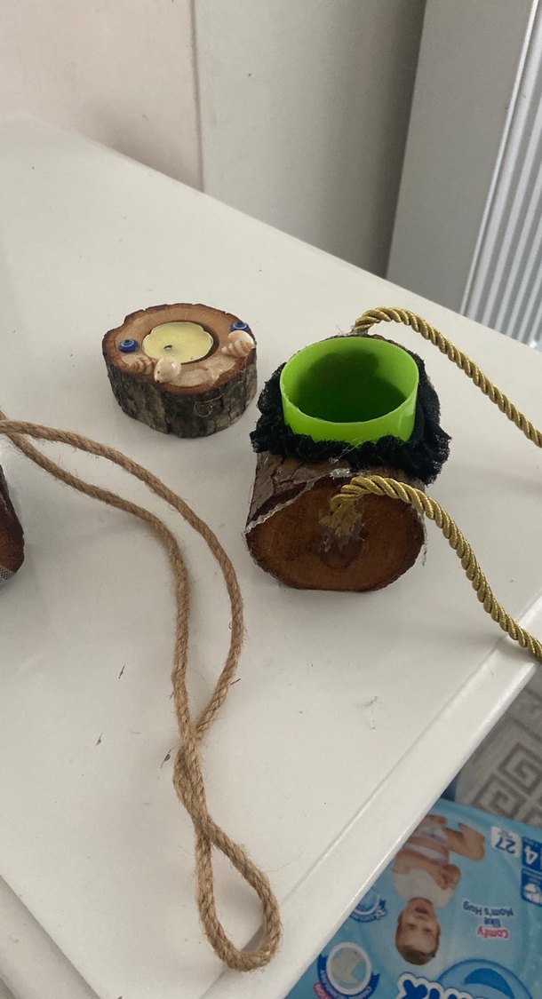 Renkli Doğal Ahşap Mumluk Seti - Görsel 4