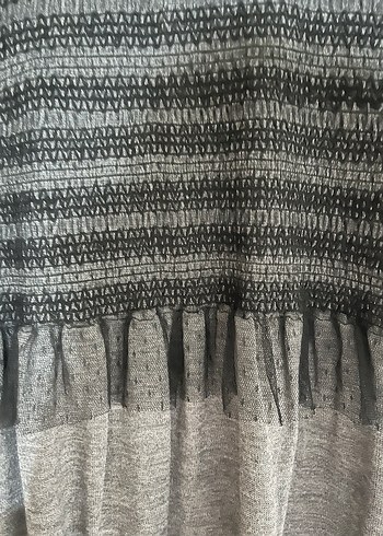 Gri Midi Gotik Pilili Kısa Kollu Elbise - Görsel 2