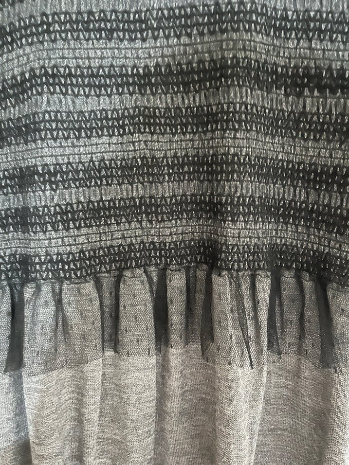 Gri Midi Gotik Pilili Kısa Kollu Elbise - Görsel 2