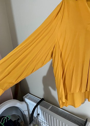 Sarı V Yaka Kadın Bluz - Görsel 3