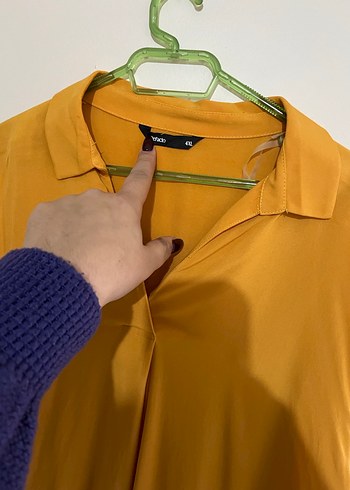 Sarı V Yaka Kadın Bluz - Görsel 2