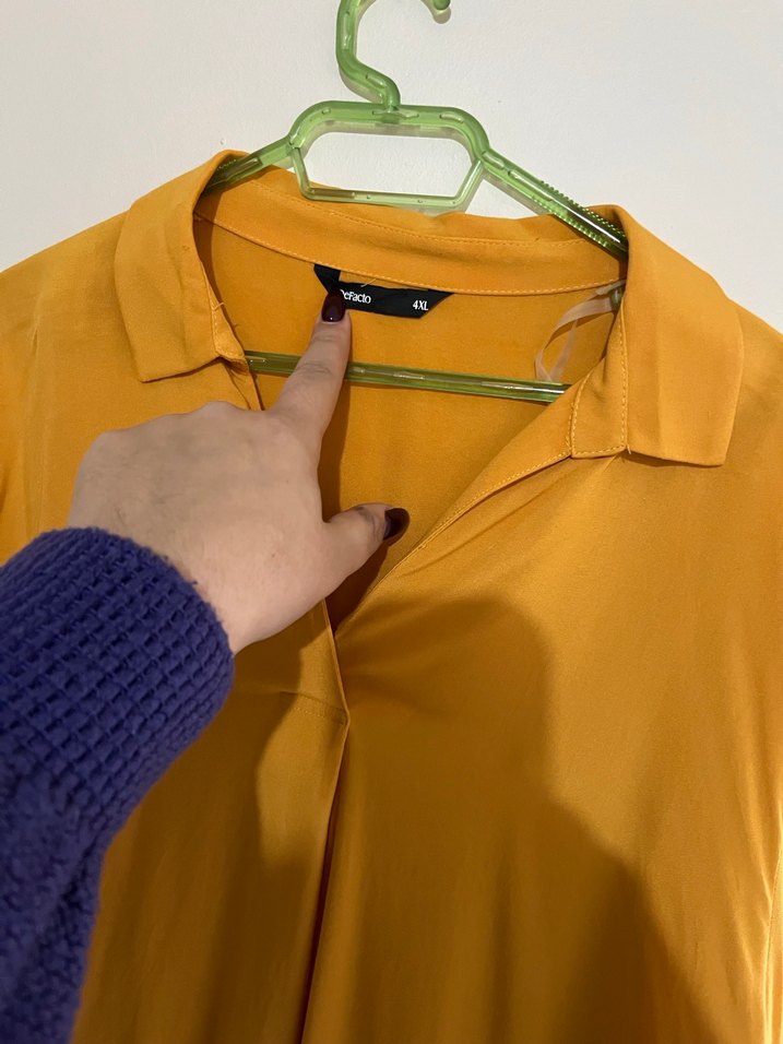 Sarı V Yaka Kadın Bluz - Görsel 2