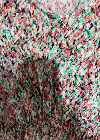 Renkli Piliseli V Yaka Kolsuz Kadın Elbise - Görsel 2