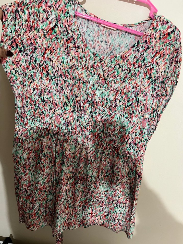 Renkli Piliseli V Yaka Kolsuz Kadın Elbise - Görsel 4