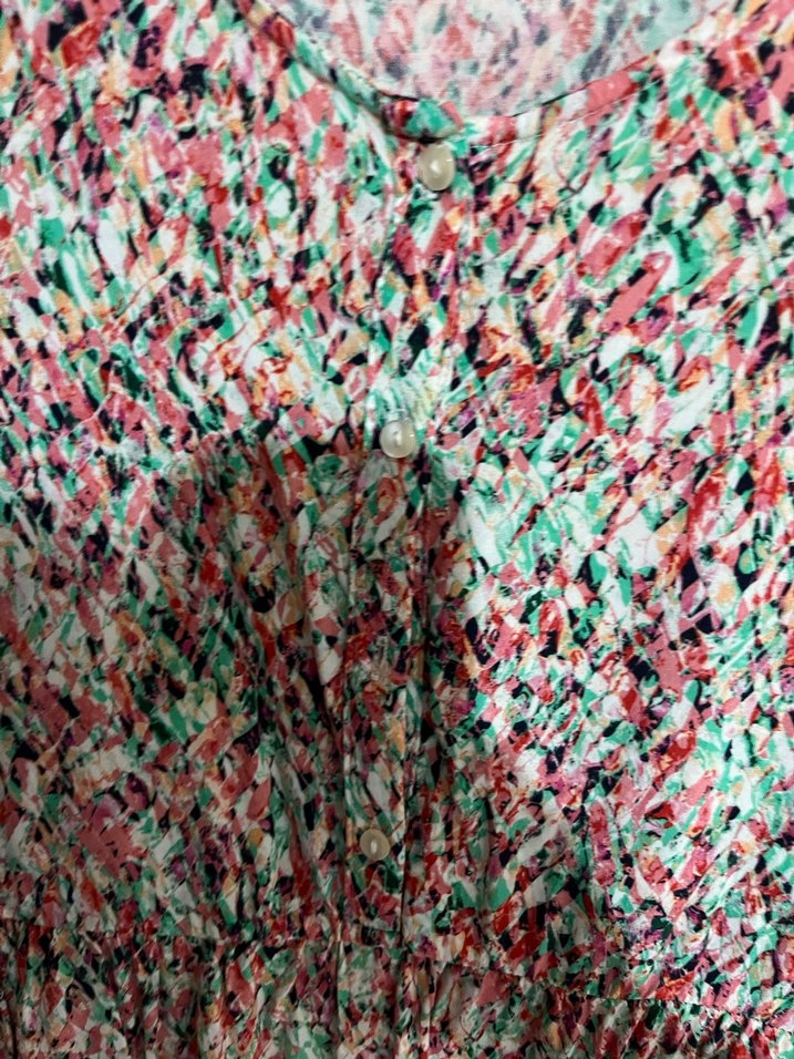 Renkli Piliseli V Yaka Kolsuz Kadın Elbise - Görsel 2