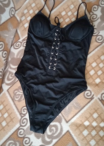 Düğmeli Siyah Gotik Kadın Mayo - Görsel 8