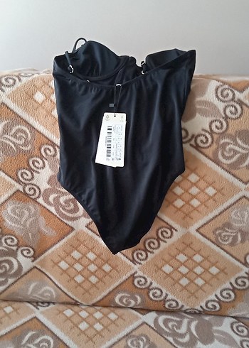 Düğmeli Siyah Gotik Kadın Mayo - Görsel 2