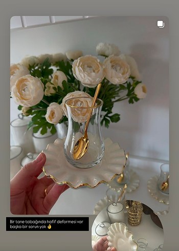 Beyaz Altın Kenarlı Çay Seti