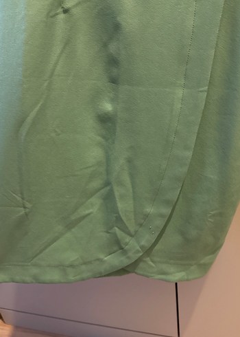 Çağla yeşili midi boy yarım fakir kol elbise - Görsel 2