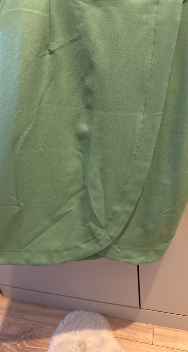 Çağla yeşili midi boy yarım fakir kol elbise - Görsel 2