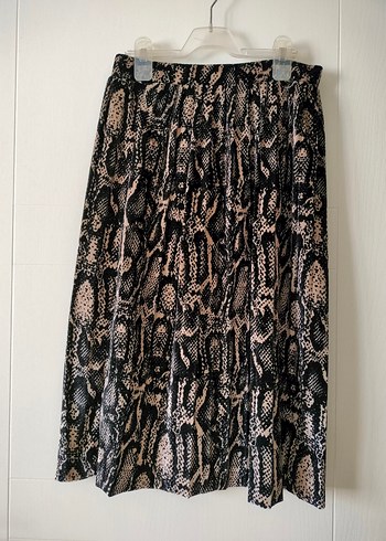 Yılan Desenli Uzun Pilili Kadın Etek - Görsel 5