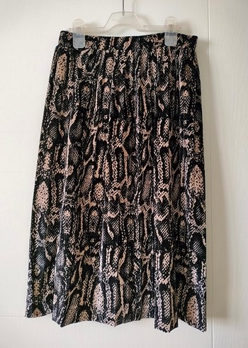 Yılan Desenli Uzun Pilili Kadın Etek - Görsel 2