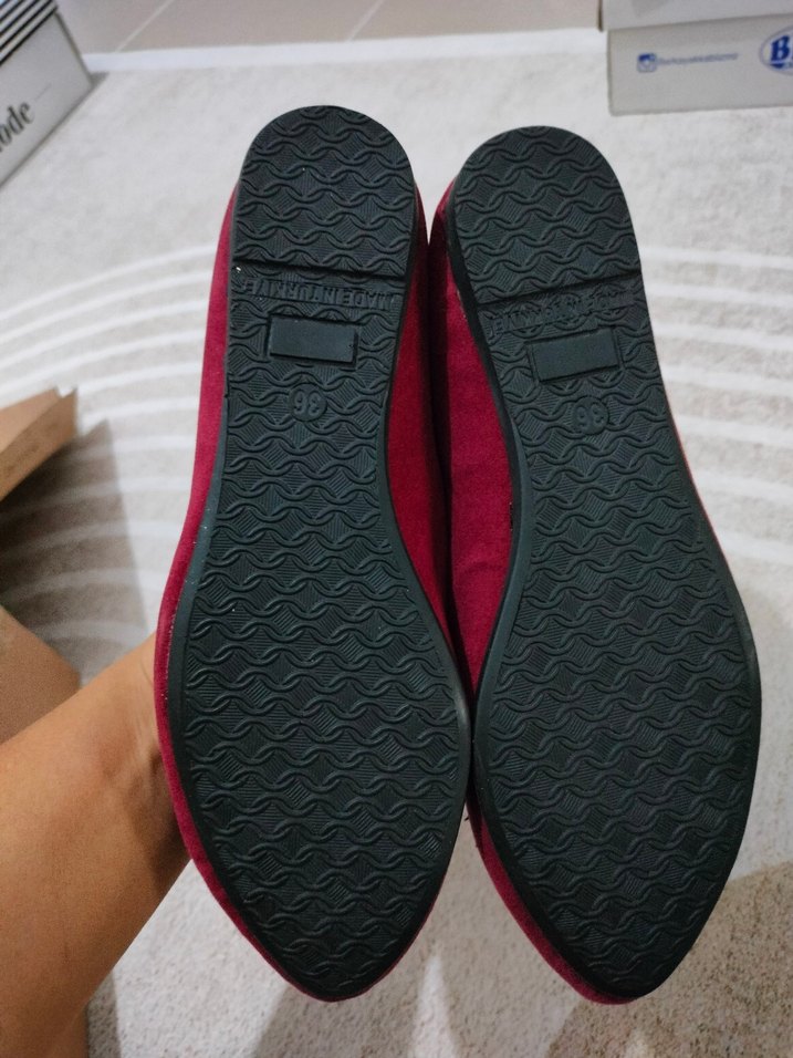 Bordo Kadın Çiçekli Babet - Görsel 3