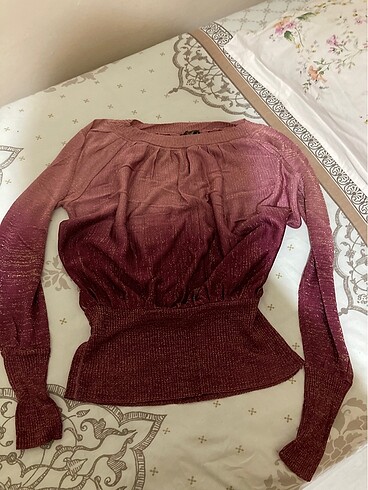 Diğer Vintage pembe simli bluz