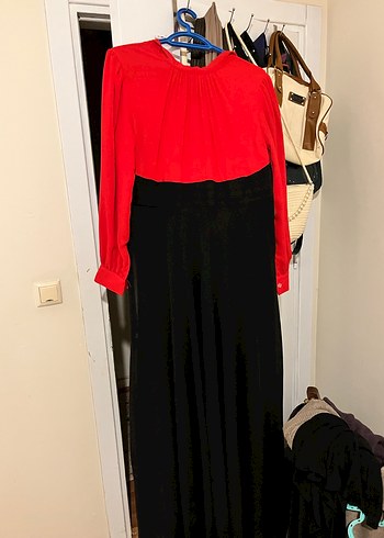 Kırmızı Siyah Uzun Kadın abiye - Görsel 2