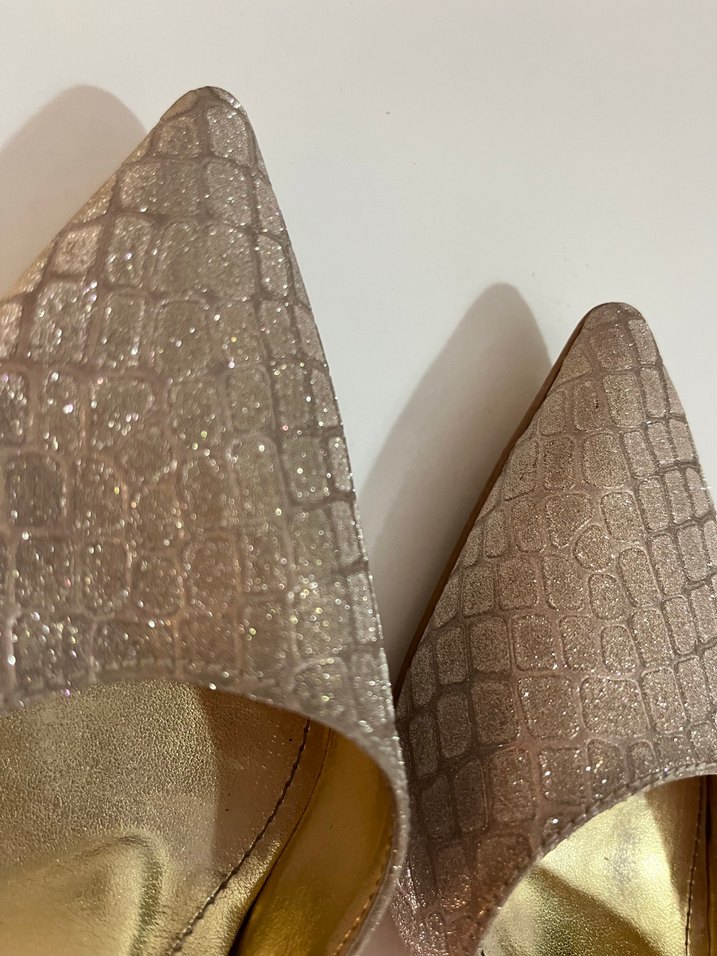 Bej Parlak Yılan Desenli Tokalı Stiletto - Görsel 4