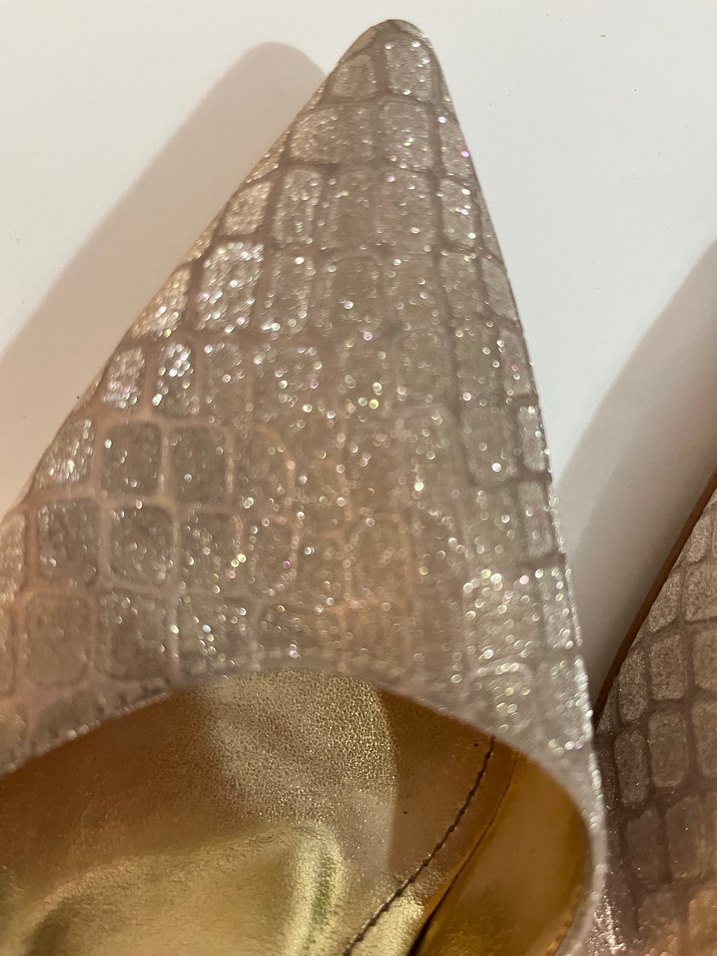 Bej Parlak Yılan Desenli Tokalı Stiletto - Görsel 5