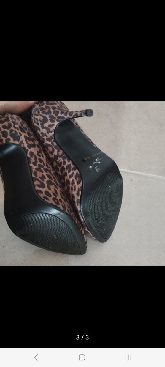 Leopar Desenli Süet Stiletto Topuklu - Görsel 3